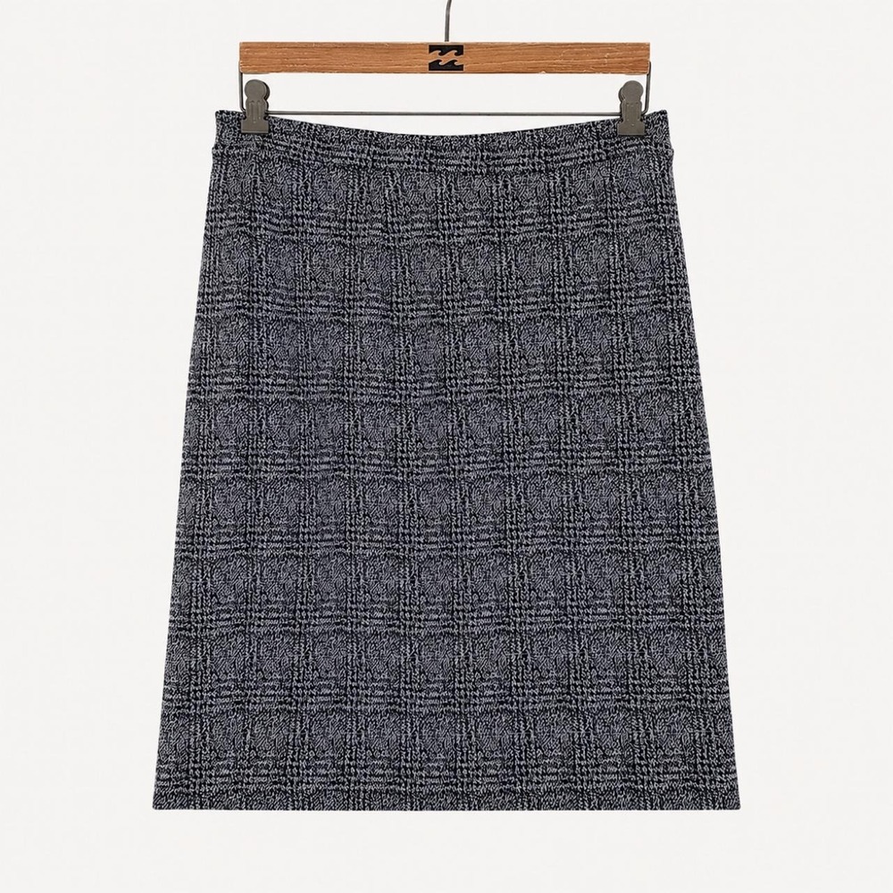Hawthorn Navy Plaid Knit Midi Skirt Medium Stretch Pull-On Preppy WGK20261